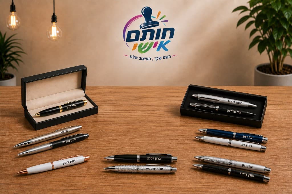 עטים ממותגים במגוון סגנונות עם שמות אישיים