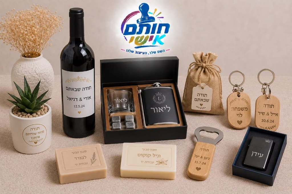 מגוון מתנות ממותגות לאורחים לאירועים ומסיבות