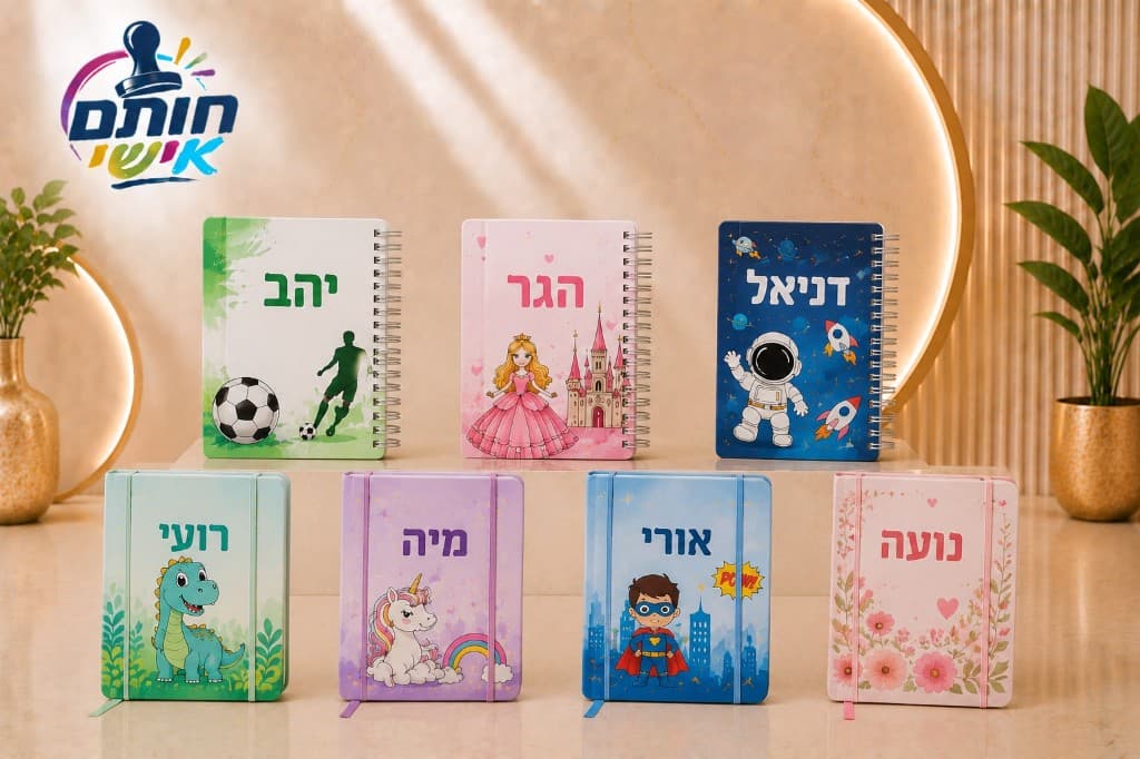 מחברות ממותגות לילדים עם שמות ועיצובים