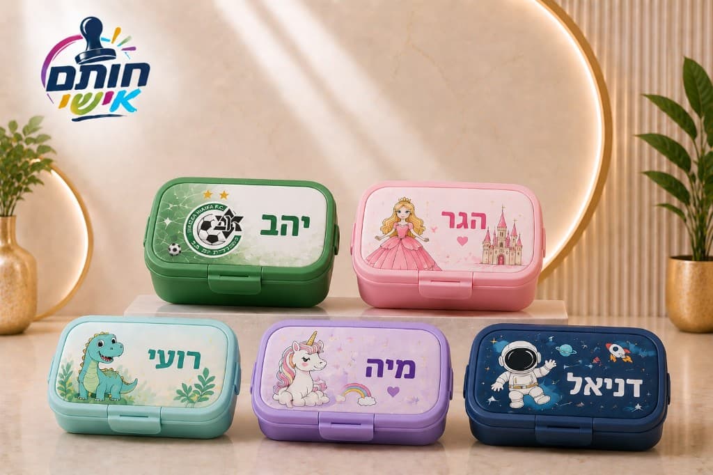 קופסאות אוכל ממותגות עם שמות ועיצובים