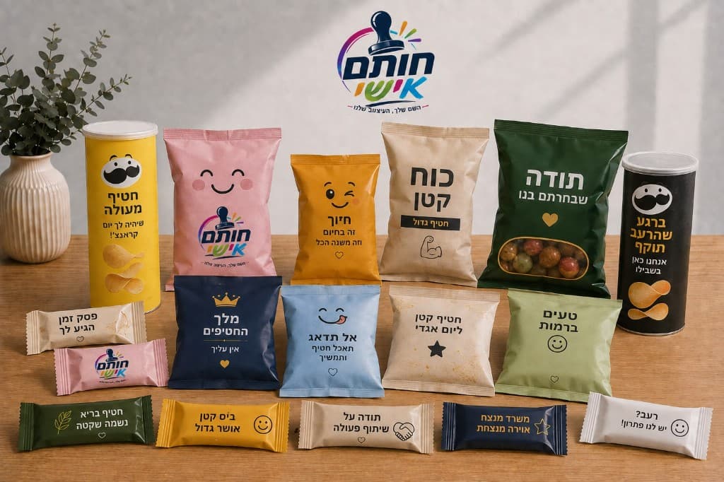 עטיפות חטיפים ממותגות במגוון גדלים ועיצובים