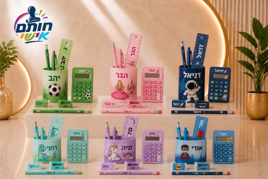 ערכות כתיבה ממותגות לילדים עם שמות